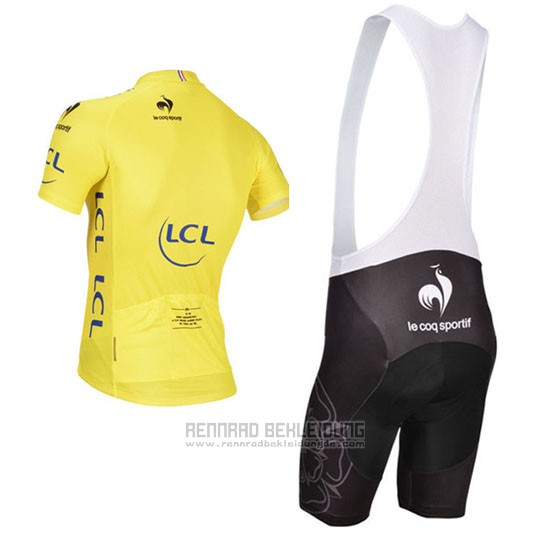 2014 Fahrradbekleidung Tour de France Gelb Trikot Kurzarm und Tragerhose